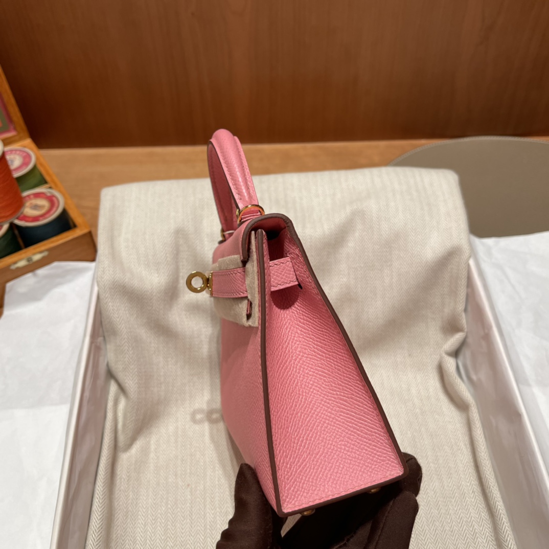 에르메스 미니 켈리백19 핑크 금장 앱송